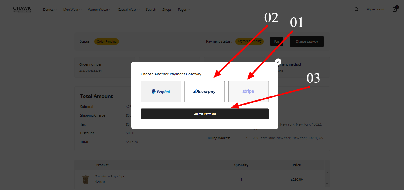 change-payment-geateway-after-placeorder
