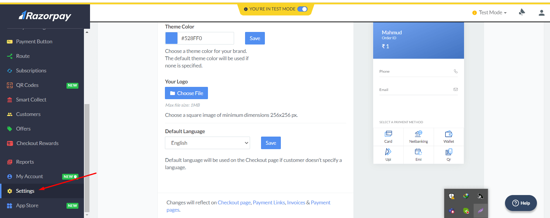 razorpay-settings